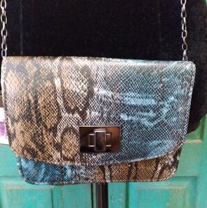New Kelly & Katie Snakeskin Small Mini Purse and Change purse,With Chain NWT